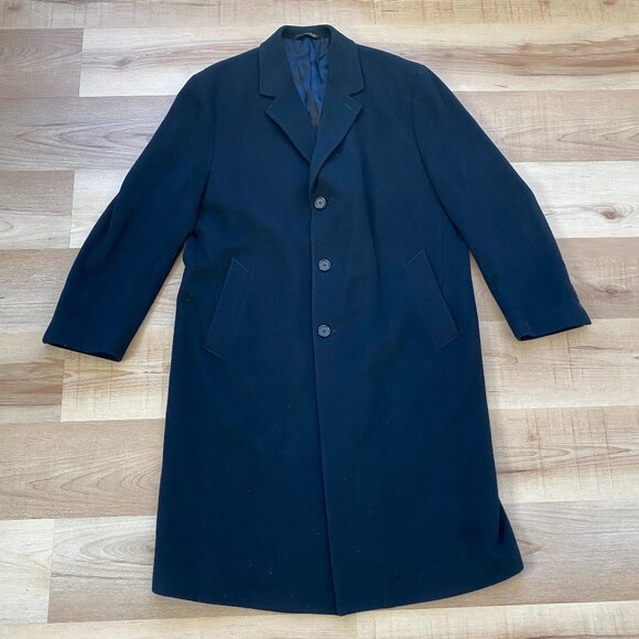 Lauren Ralph Lauren Men's Lambswool Cashmere Overcoat Black 44R Made in Italy - Picture 1 of 14